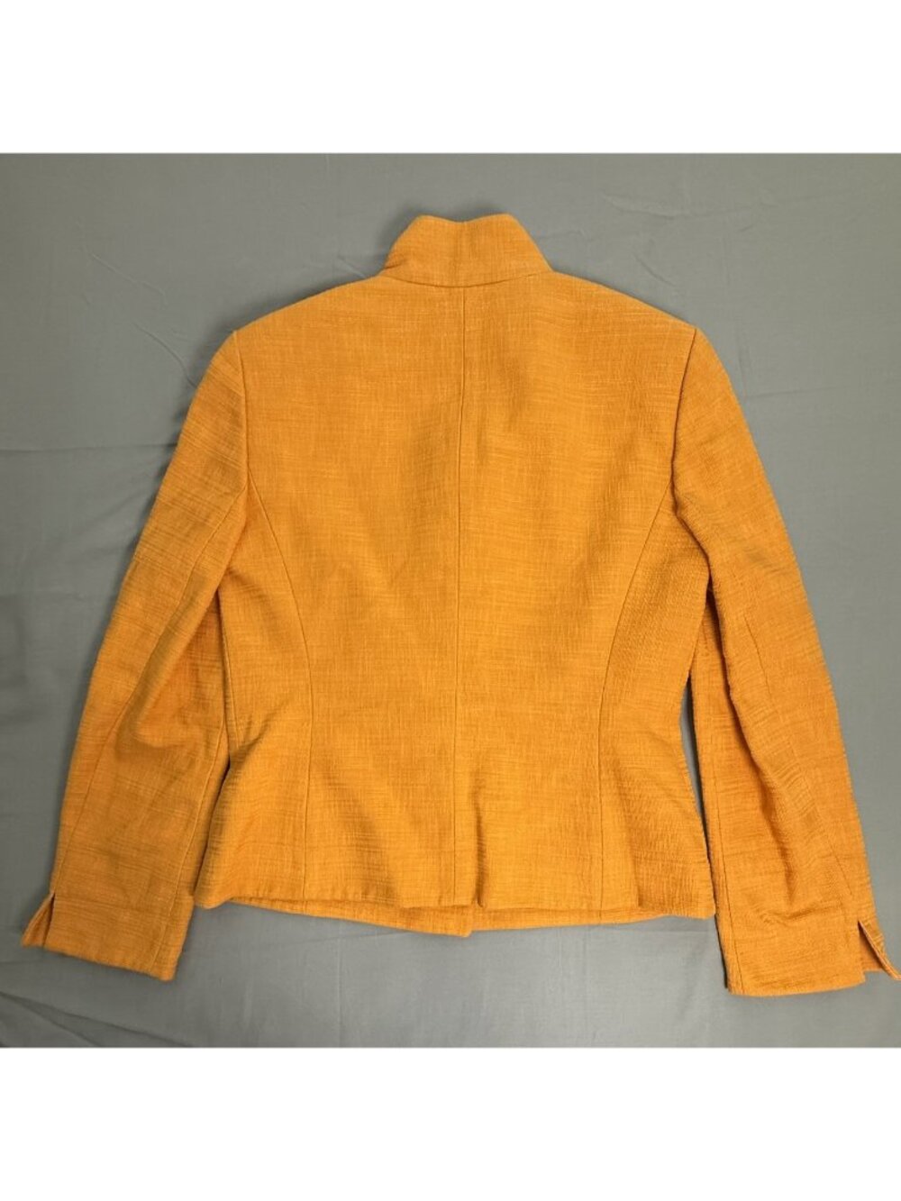 Linda Allard Ellen Tracy Jacket Womens 8 Mustard Yellow Gold Textured Blazer - Picture 11 of 13